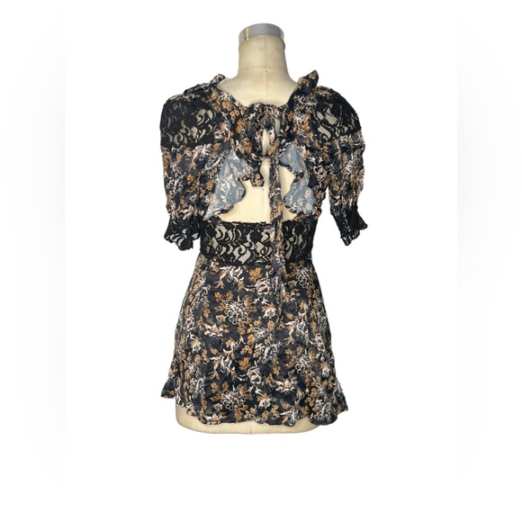 Free People Lucie 0 black floral Mini dress - Picture 3 of 8